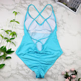 Parah Simple Colour Backless Swimsuit