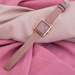 Square Leather Crystal Wristwatch
