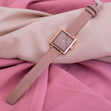 Square Leather Crystal Wristwatch