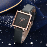 Square Leather Crystal Wristwatch