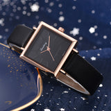 Square Leather Crystal Wristwatch
