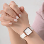 Square Leather Crystal Wristwatch