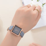 Square Leather Crystal Wristwatch