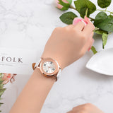Rhinestone Leather Bracelet Wristwatch