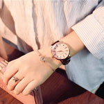 Polygon Design Leather Wristwatch