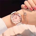 Polygon Design Leather Wristwatch