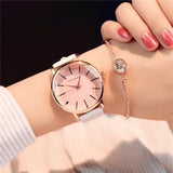 Polygon Design Leather Wristwatch