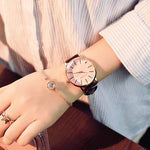 Polygon Design Leather Wristwatch