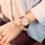 Polygon Design Leather Wristwatch