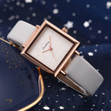 Square Leather Crystal Wristwatch