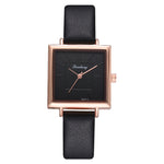Square Leather Crystal Wristwatch