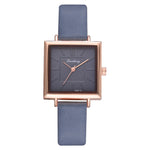 Square Leather Crystal Wristwatch