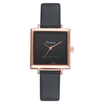 Square Leather Crystal Wristwatch