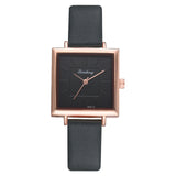 Square Leather Crystal Wristwatch