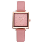 Square Leather Crystal Wristwatch