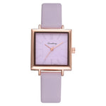 Square Leather Crystal Wristwatch