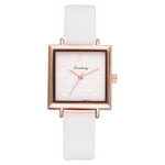 Square Leather Crystal Wristwatch