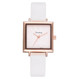 Square Leather Crystal Wristwatch