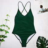 Parah Seaweed Green Colour Backless Swimsuit